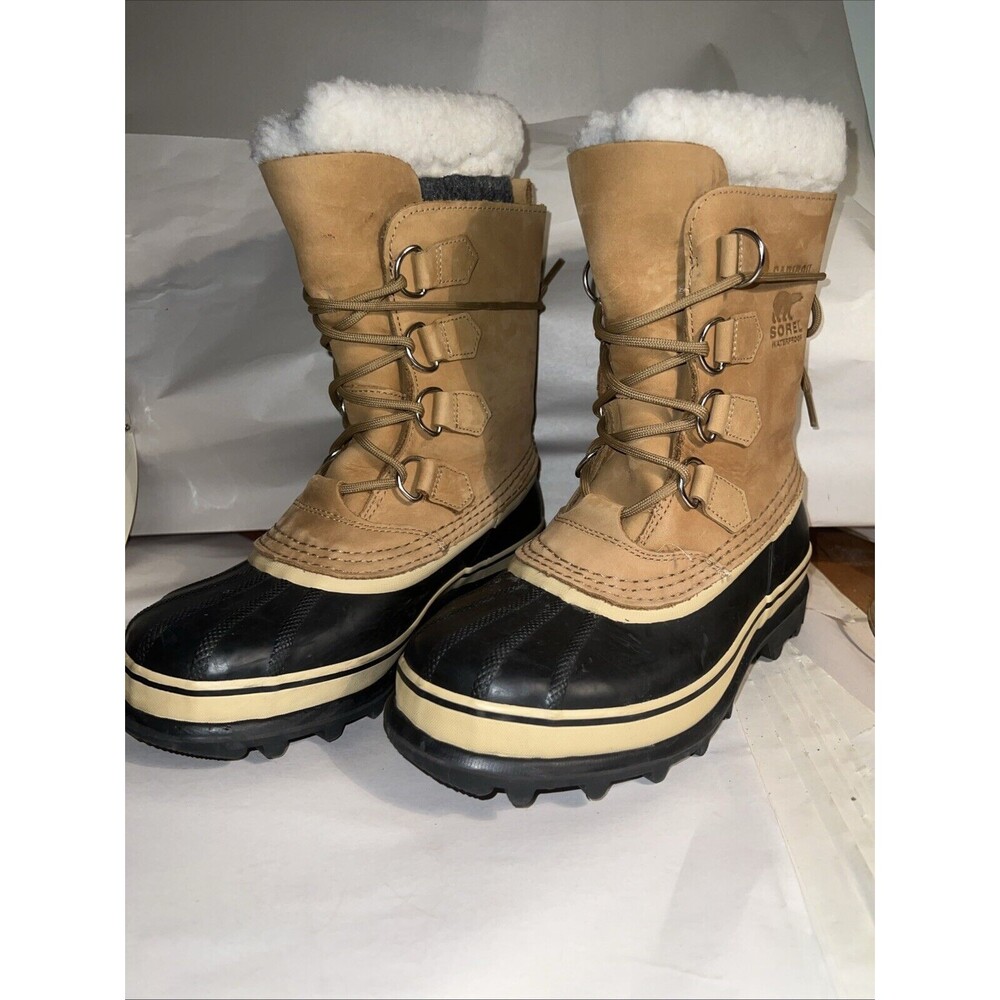 SOREL Women's Caribou Waterproof Boot for Winter BUFF/Chamois - Size 7